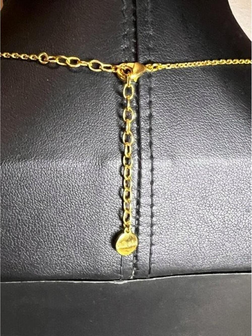 B5037 Stella & Dot Gold Tone Curved Bar Necklace Pave Rhinestone Adjustable 18" - Picture 3 of 3